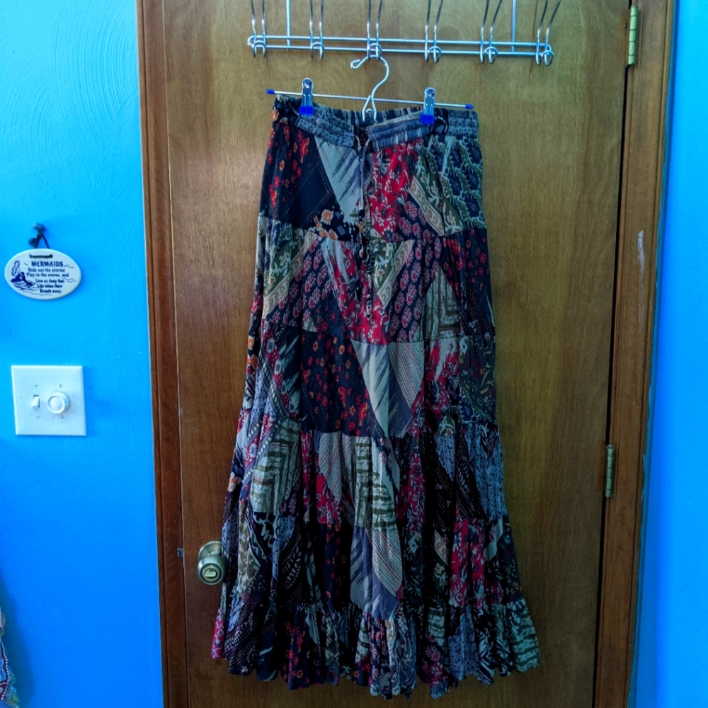 Cotton bohemian patchwork skirt